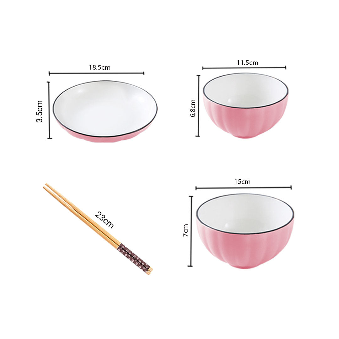 SOGA Pink Japanese Style Ceramic Dinnerware Crockery Soup Bowl Plate Server Kitchen Home Decor Set of 12 • LUZ-BowlG119