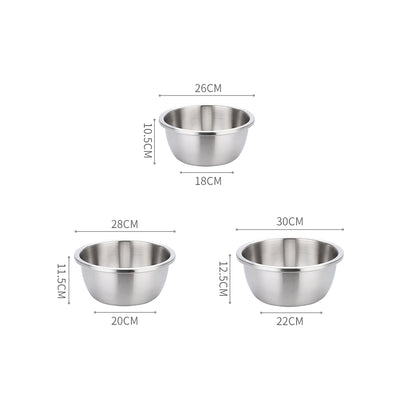 SOGA 2X 3Pcs Deepen Matte Stainless Steel Stackable Baking Washing Mixing Bowls Set Food Storage Basin • LUZ-Bowl888X2