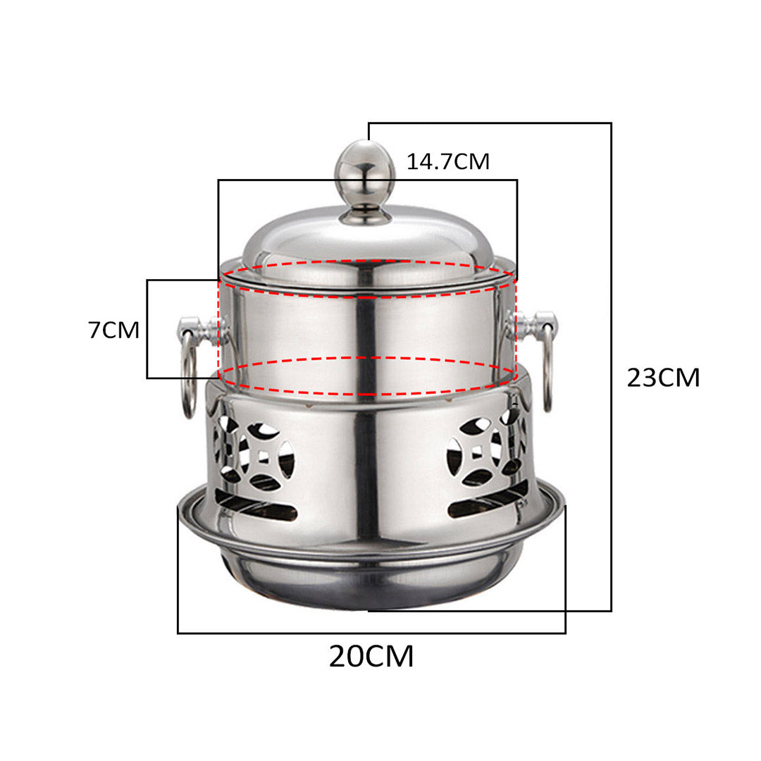 SOGA 2X Stainless Steel Mini Asian Buffet Hot Pot Single Person Shabu Alcohol Stove Burner with Lid LUZ-ChafingDishHotPot4X2