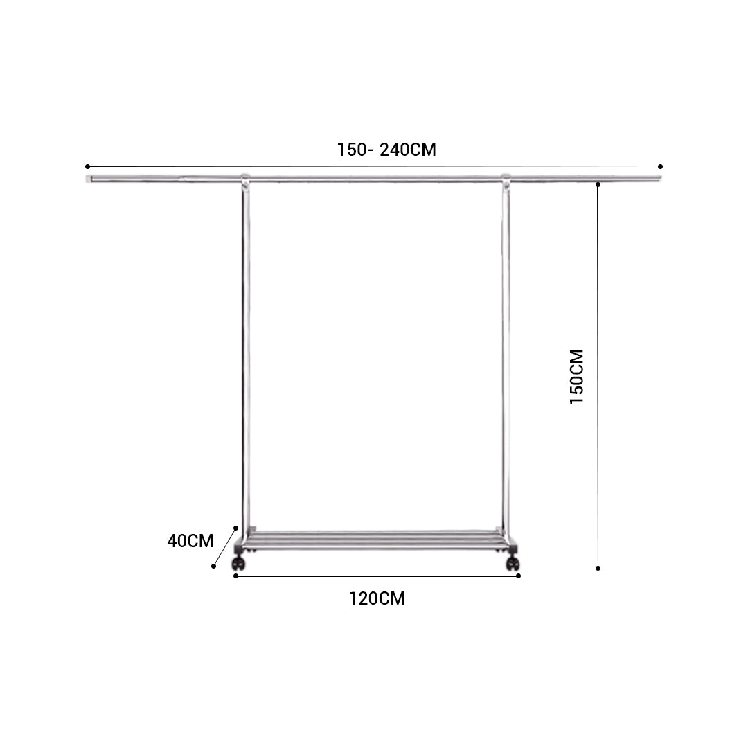 SOGA 240cm Stainless Steel Floor-Standing Clothes Rack - Durable and Space-Saving Laundry Organizer • LUZ-BSXG2527