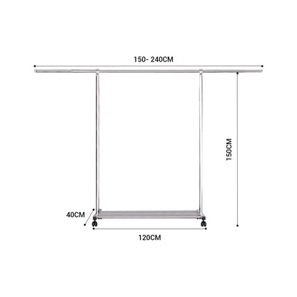SOGA 240cm Stainless Steel Floor-Standing Clothes Rack - Durable and Space-Saving Laundry Organizer • LUZ-BSXG2527