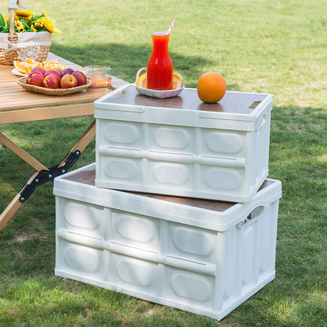 SOGA 42x28.5cm 30L White Car & Camping Foldable Storage Box Crate Stackable Container No Handle • LUZ-StorageBox3702