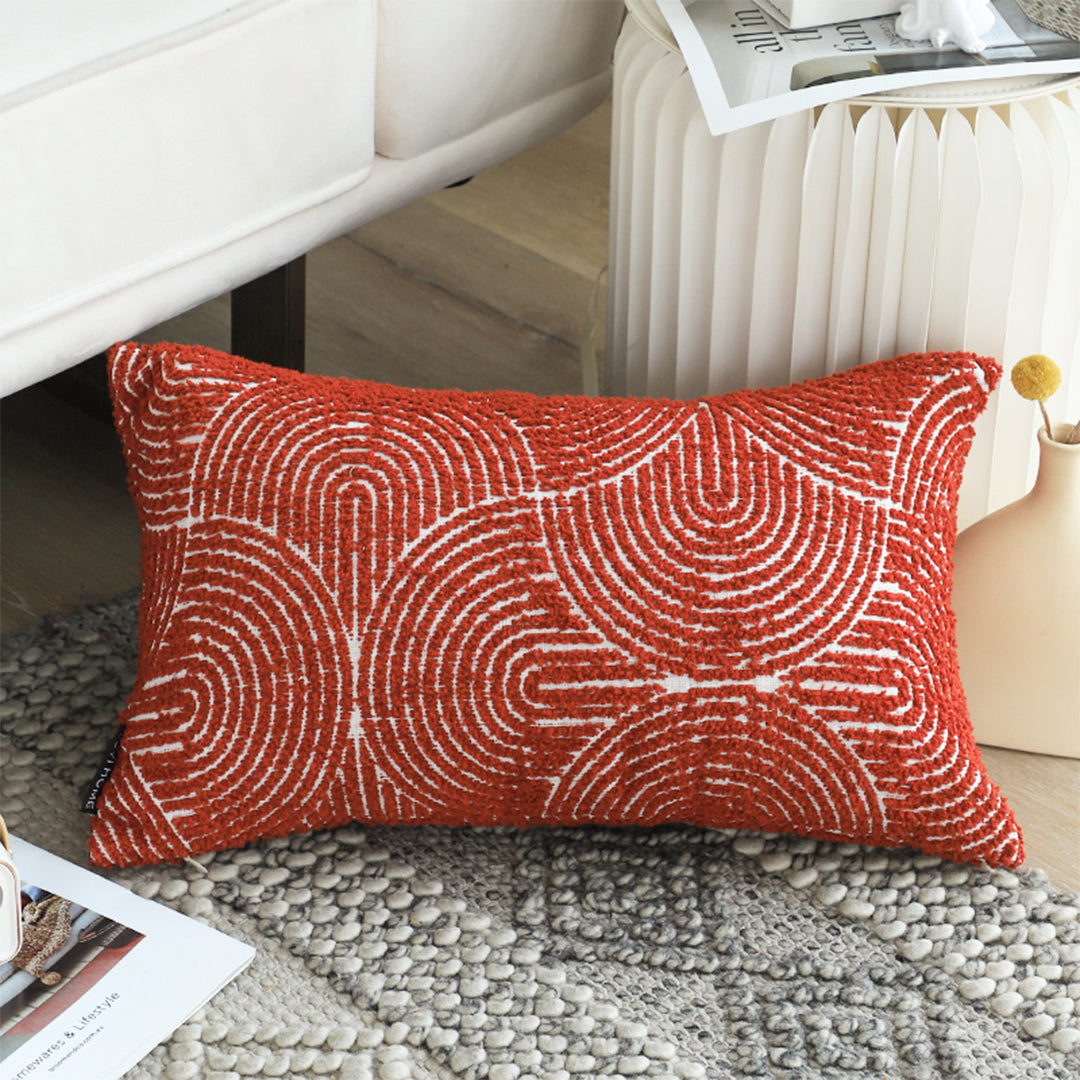 SOGA 35cm Throw Pillow Burgundy Cinnabar Perfect Burnt Indoor and Outdoor Corded for Home Decor • LUZ-FrenchCushion315