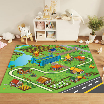 SOGA 2X 120cm Kids Rug Street Map Play Mat, Educational Baby Theme Park Area Rugs • LUZ-KidCarpet601X2