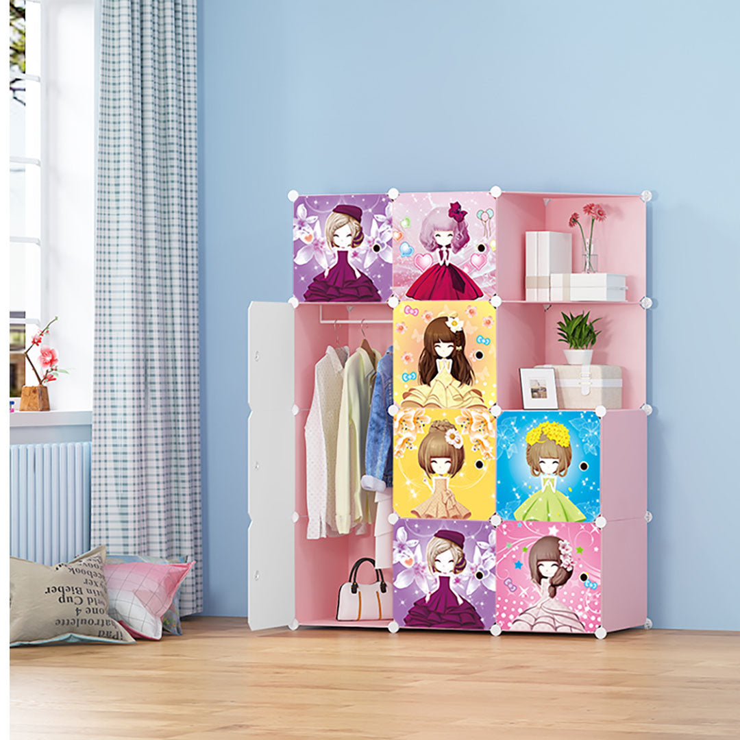 SOGA 10 Cubes Princess Design Portable Wardrobe Divide-Grid Modular Storage Organiser Foldable Closet • LUZ-Wrobe3524