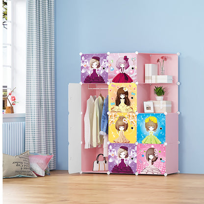 SOGA 10 Cubes Princess Design Portable Wardrobe Divide-Grid Modular Storage Organiser Foldable Closet • LUZ-Wrobe3524