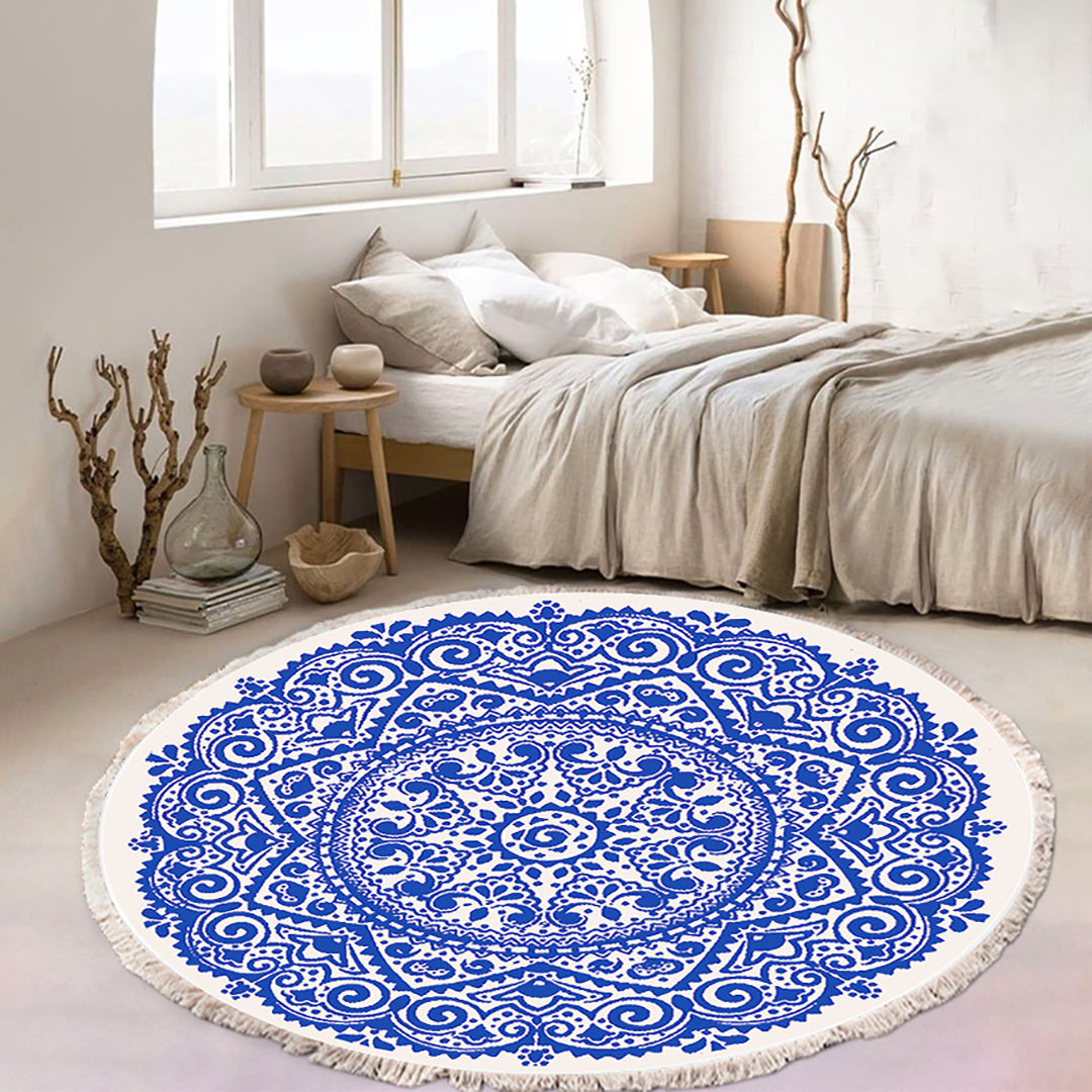 SOGA 120cm Mandala Round Tapestry Indian Area Rug for Living Room Lounge, Anti-slip Doormat, Home Decor • LUZ-CarpetXLS56