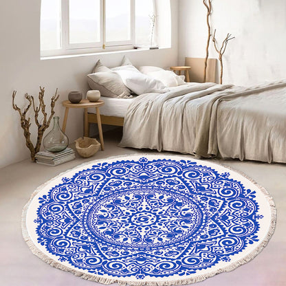 SOGA 120cm Mandala Round Tapestry Indian Area Rug for Living Room Lounge, Anti-slip Doormat, Home Decor • LUZ-CarpetXLS56