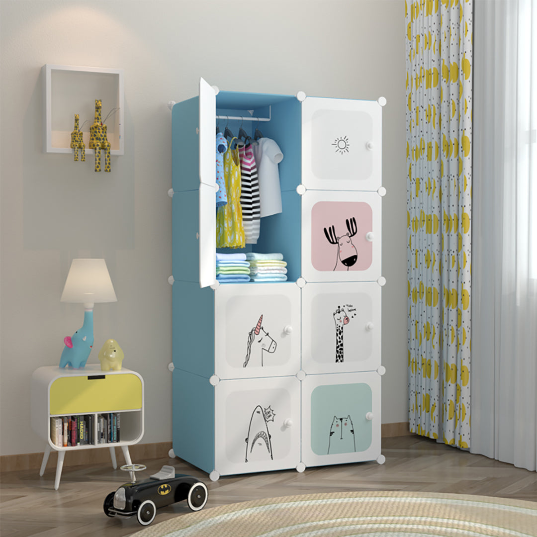 SOGA 8 Cubes Blue Portable Wardrobe Divide-Grid Modular Storage Organiser Foldable Closet • LUZ-Wrobe2012
