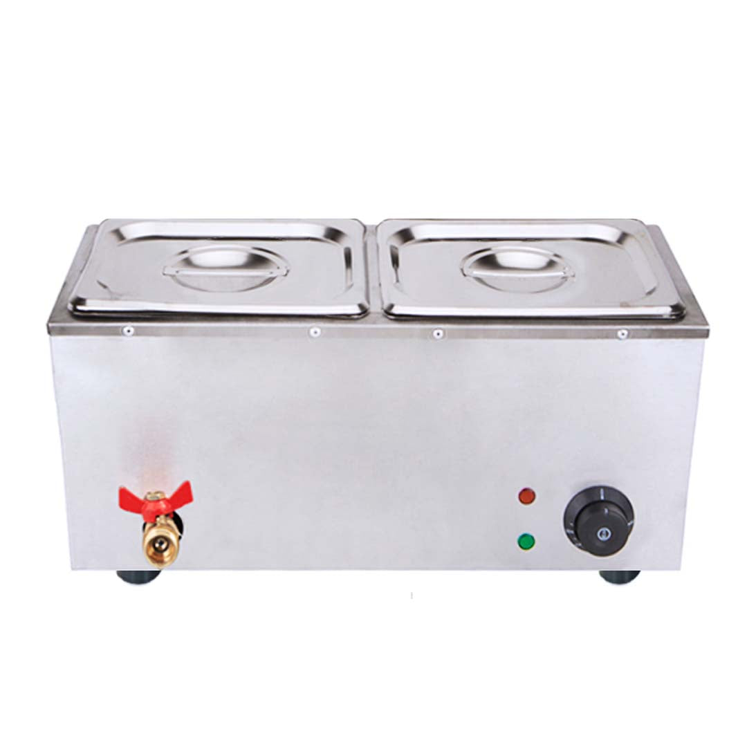 SOGA Stainless Steel 2 X 1/2 GN Pan Electric Bain-Marie Food Warmer with Lid • LUZ-FoodWarmer740