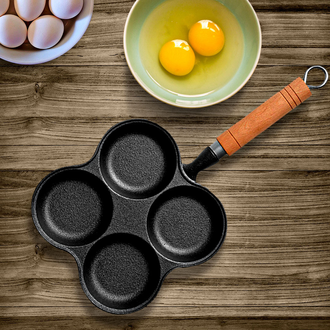 SOGA 2X 4 Mold Multi-Portion Cast Iron Breakfast Fried Egg Pancake Omelet Fry Pan • LUZ-ZPai027X2