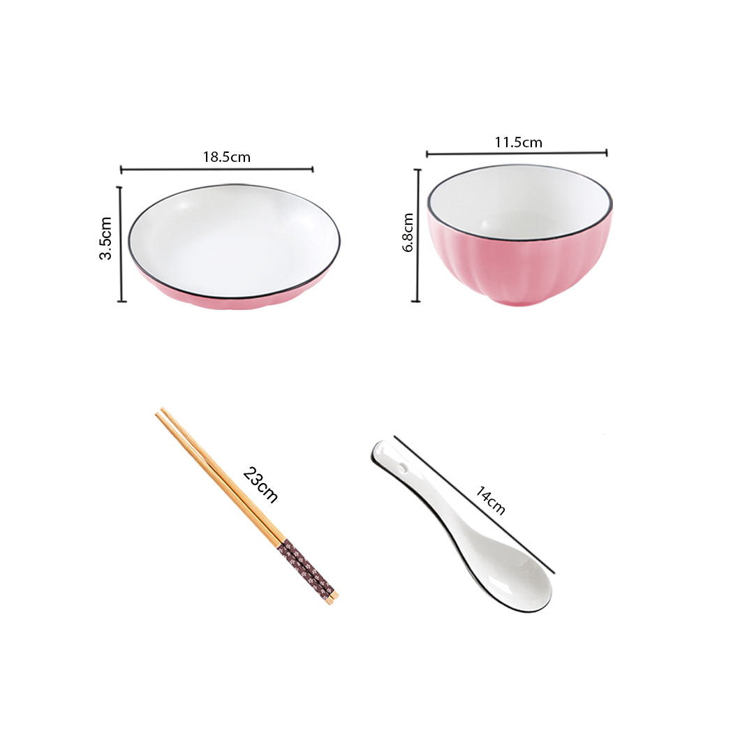 SOGA Pink Japanese Style Ceramic Dinnerware Crockery Soup Bowl Plate Server Kitchen Home Decor Set of 8 • LUZ-BowlG114