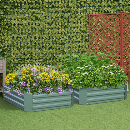SOGA 2X 120X90cm Rectangle Galvanised Raised Garden Bed Vegetable Herb Flower Outdoor Planter Box • LUZ-MetalBGre514X2