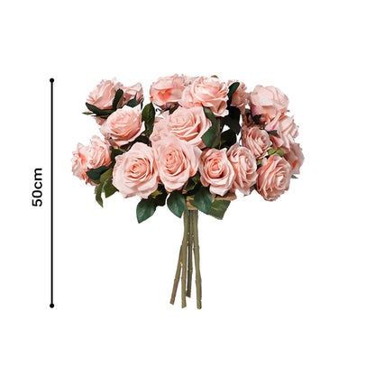 SOGA 4 Bunch Artificial Silk Rose 9 Heads Flower Fake Bridal Bouquet Table Decor Champion • LUZ-HO-F001