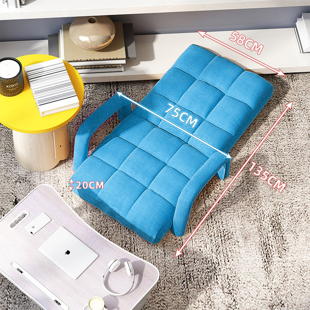 SOGA 4X Foldable Lounge Cushion Adjustable Floor Lazy Recliner Chair with Armrest Blue • LUZ-LoungeArmBlueX4