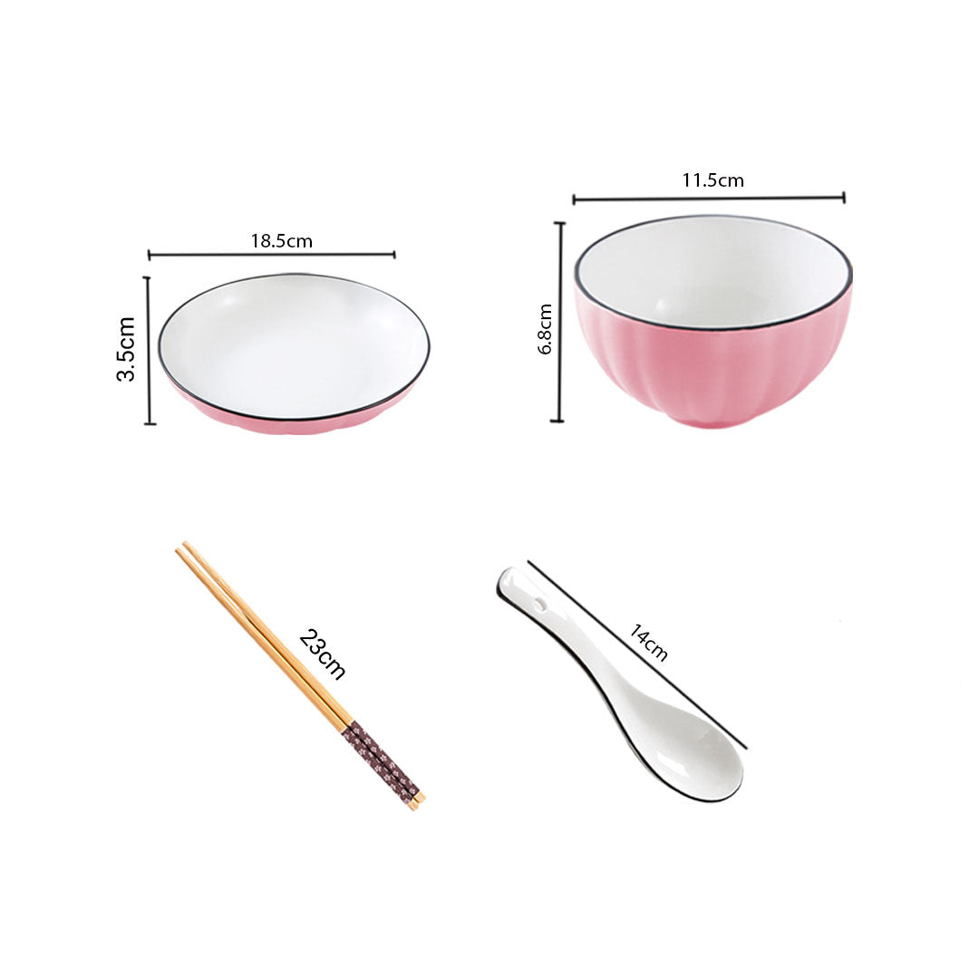 SOGA Pink Japanese Style Ceramic Dinnerware Crockery Soup Bowl Plate Server Kitchen Home Decor Set of 4 • LUZ-BowlG111
