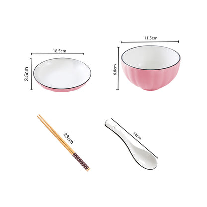 SOGA Pink Japanese Style Ceramic Dinnerware Crockery Soup Bowl Plate Server Kitchen Home Decor Set of 4 • LUZ-BowlG111