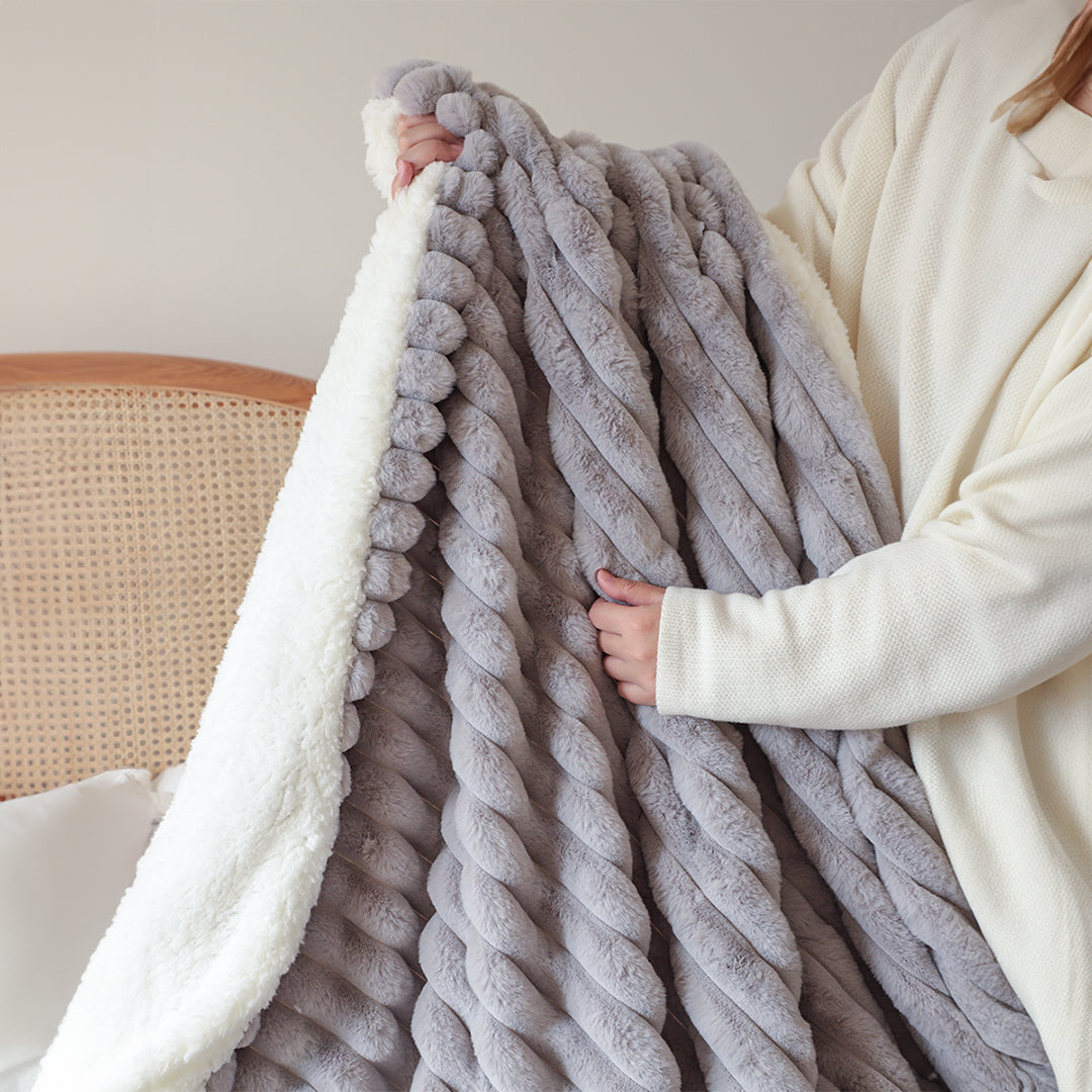 SOGA 2X 150x200cm Throw Blanket Smoke Gray Premium Milk Velvet Luxuriously Soft Cozy Bedding • LUZ-BlanketFur349X2