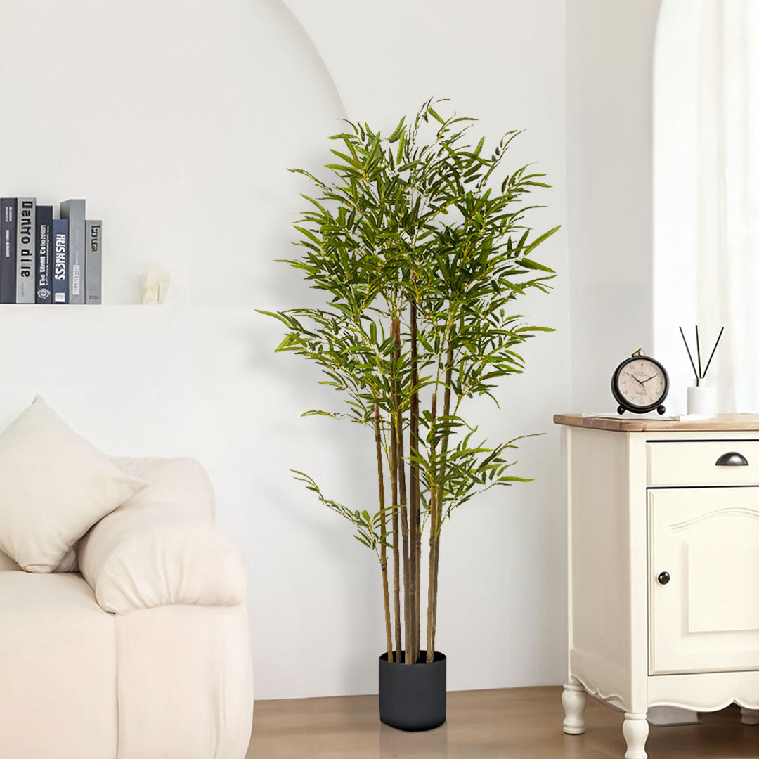 SOGA 2X 120cm Lucky Bamboo Tree Bambusa Vulgaris Artificial Plant w/ 7 Branches Home Accent Decor • LUZ-APlantFHZ120X2