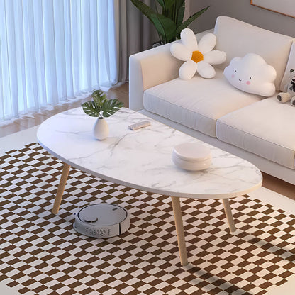 SOGA 80x40cm White Stone Pattern Living Room Nordic  Coffee Table Modern Style • LUZ-TableTea12