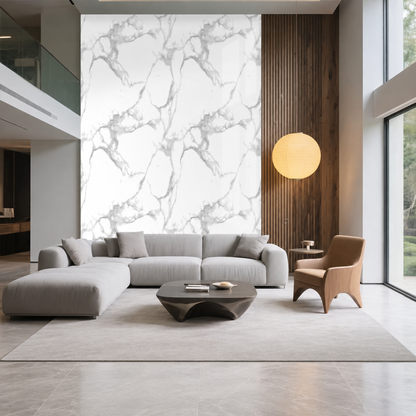 SOGA Peel & Stick Floor and Wall Tiles 60 x 60cm 10 Pack White Grey Faux Marble • LUZ-TileCZA054Lge