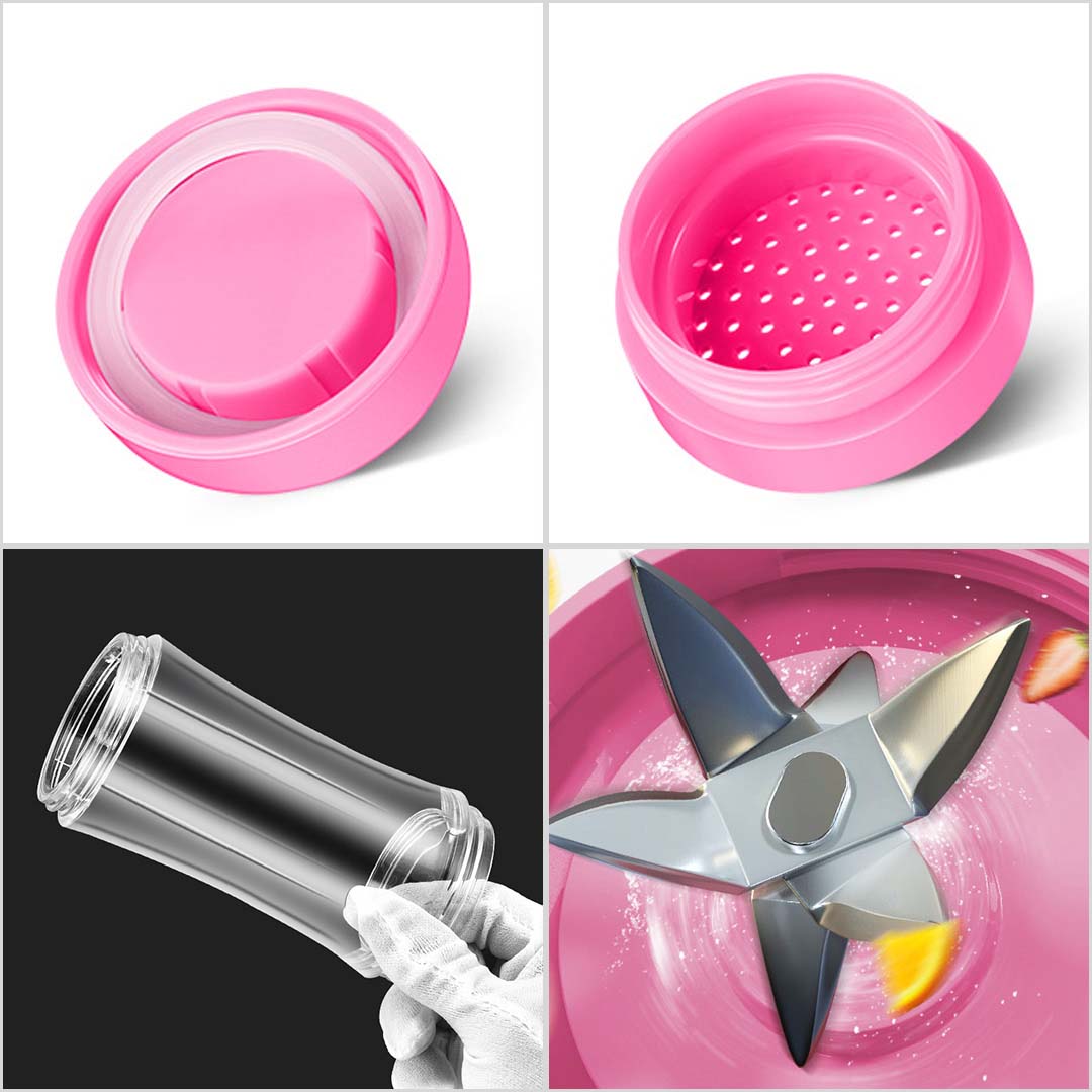 SOGA 2X 380ml Portable Mini USB Rechargeable Handheld Fruit Mixer Juicer Pink • LUZ-JuicerMiniPinkX2