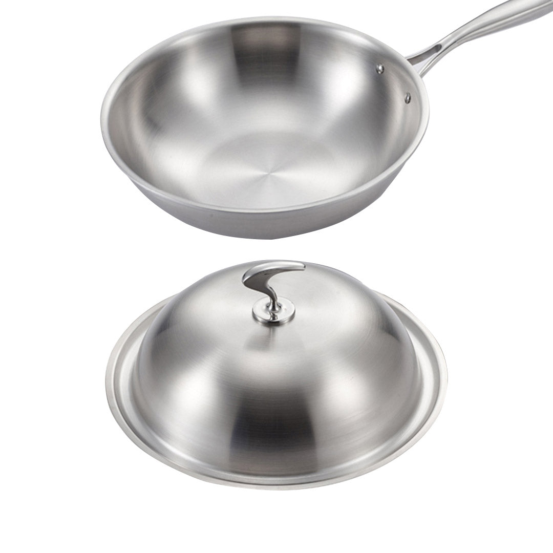 SOGA 18/10 Stainless Steel Fry Pan 32cm Frying Pan Top Grade Cooking Skillet with Lid • LUZ-TRIFPI32
