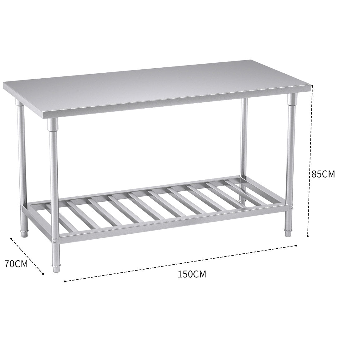 SOGA 150*70*85cm Commercial Catering Kitchen Stainless Steel Prep Work Bench • LUZ-WorkBenchSS2033150CM