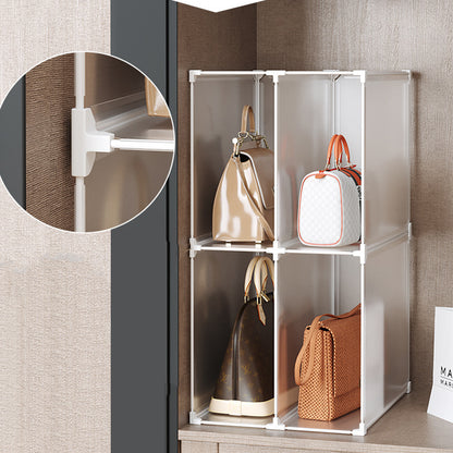 SOGA 2 Tier Multifunctional PP Plastic Bag Box Portable Cubby DIY Storage Shelves Stackable Handbag Purse Organiser • LUZ-BagBox004