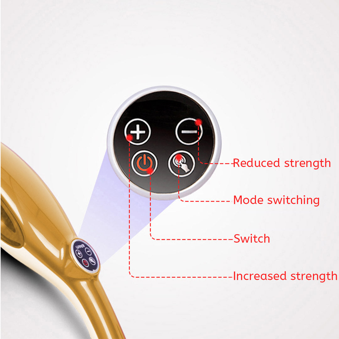 SOGA 2X  6 Heads Portable Handheld Massager Soothing Stimulate Blood Flow Shoulder Yellow • LUZ-Massager833AGoldX2