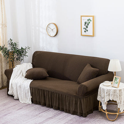 SOGA 3-Seater Coffee Sofa Cover with Ruffled Skirt Couch Protector High Stretch Lounge Slipcover Home Decor • LUZ-SofaCov3