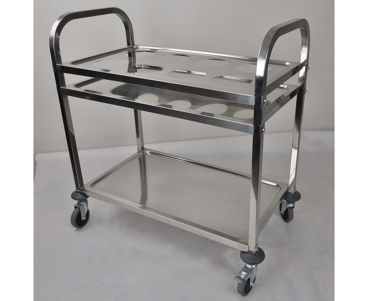SOGA 2X 2 Tier Stainless Steel 8 Compartment Kitchen Seasoning Car Service Trolley Condiment Holder Cart Spice Bowl • LUZ-FoodCart1209X2