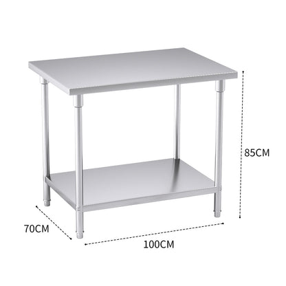 SOGA 100*70*85cm Commercial Catering Kitchen Stainless Steel Prep Work Bench • LUZ-WorkBenchSS2008100CM