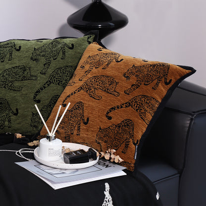 SOGA 45cm Throw Pillow Dark Brown Leopard Square Retro Decorative Cushion for Living Room • LUZ-FrenchCushion299