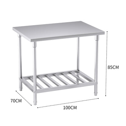SOGA 100*70*85cm Commercial Catering Kitchen Stainless Steel Prep Work Bench • LUZ-WorkBenchSS2031100CM