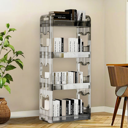 SOGA 2X 38x24cm Clear 4 Tier Bookshelf & Cosmetic Storage Organizer Trolley Rack • LUZ-BookSheClear5X2