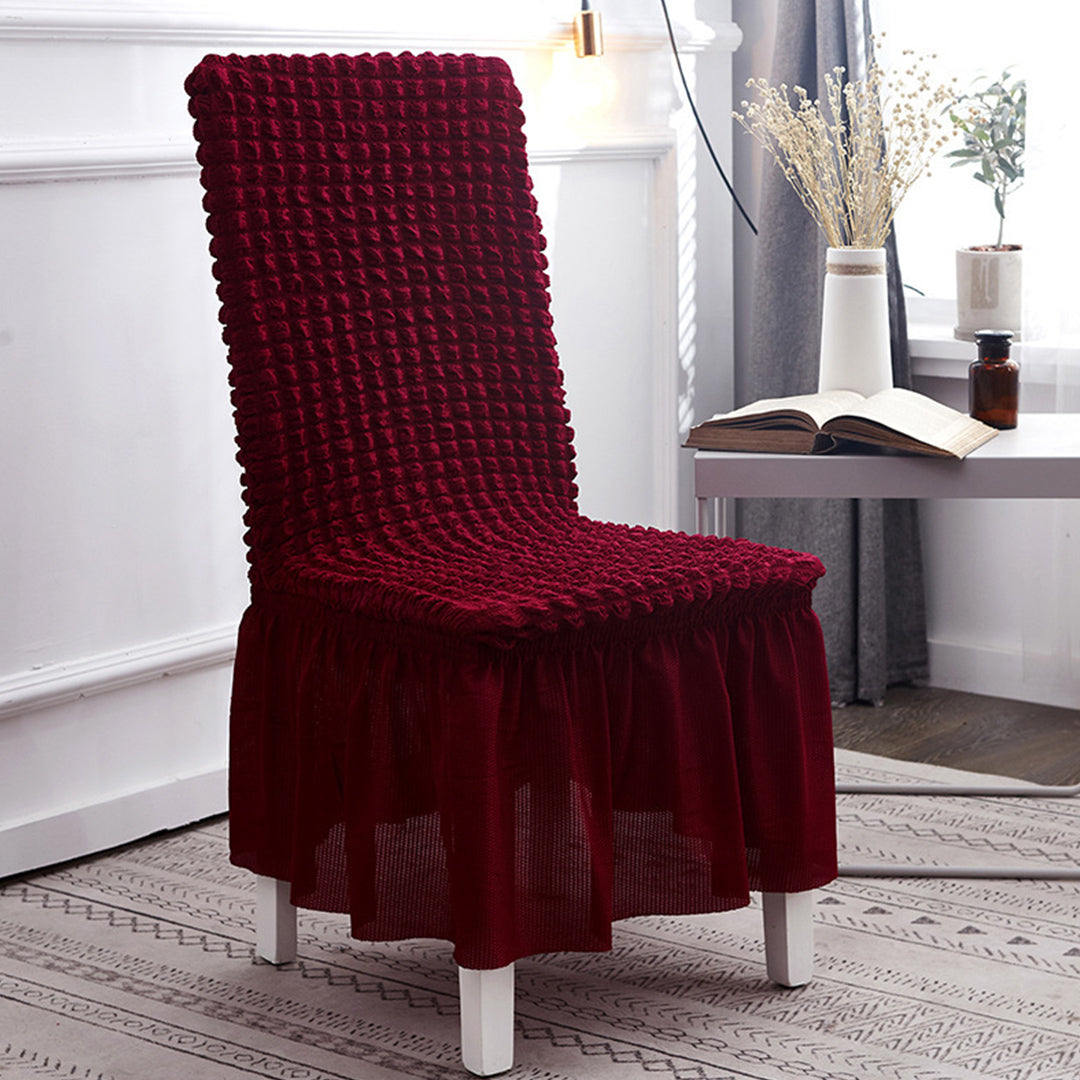SOGA 2X Burgundy Chair Cover Seat Protector with Ruffle Skirt Stretch Slipcover Wedding Party Home Decor • LUZ-Chaircov21AX2
