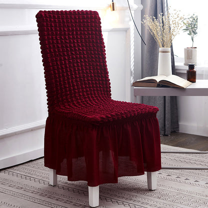 SOGA 2X Burgundy Chair Cover Seat Protector with Ruffle Skirt Stretch Slipcover Wedding Party Home Decor • LUZ-Chaircov21AX2