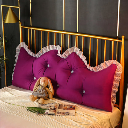 SOGA 4X 150cm Burgundy Princess Bed Pillow Headboard Backrest Bedside Tatami Sofa Cushion with Ruffle Lace Home Decor • LUZ-PillowSlk150BurgundyX4