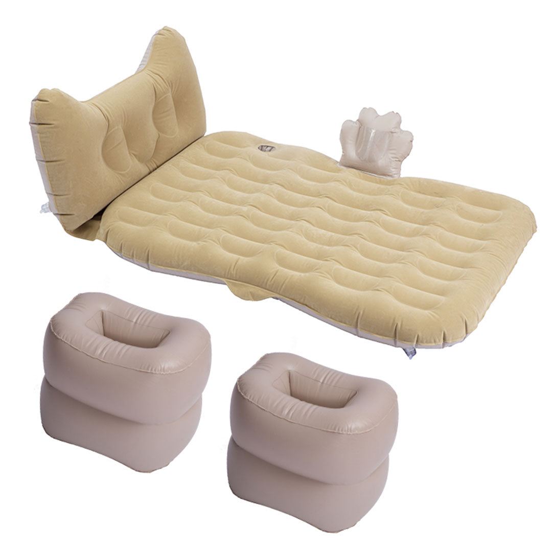 SOGA 2X Beige Honeycomb Inflatable Car Mattress Portable Camping Air Bed Travel Sleeping Kit Essentials • LUZ-CarMat012X2