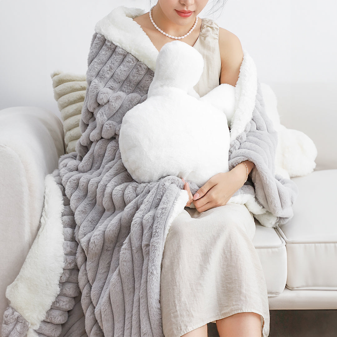 SOGA 2X 150x200cm Throw Blanket Smoke Gray Premium Milk Velvet Luxuriously Soft Cozy Bedding • LUZ-BlanketFur349X2