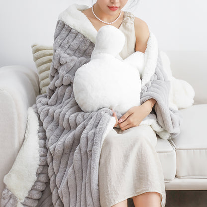 SOGA 2X 150x200cm Throw Blanket Smoke Gray Premium Milk Velvet Luxuriously Soft Cozy Bedding • LUZ-BlanketFur349X2