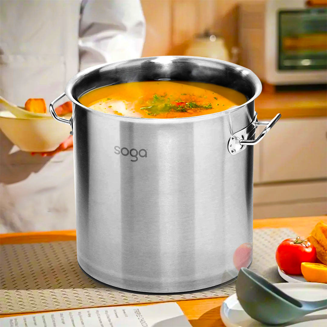 SOGA Stock Pot 21L Top Grade Thick Stainless Steel Stockpot 18/10 Without Lid • LUZ-StockPot30CM21L-JPOT