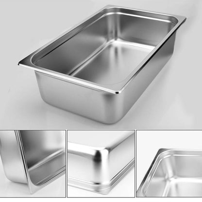SOGA 2X Gastronorm GN Pan Full Size 1/1 GN Pan 15cm Deep Stainless Steel Tray With Lid • LUZ-GP5405wLidX2