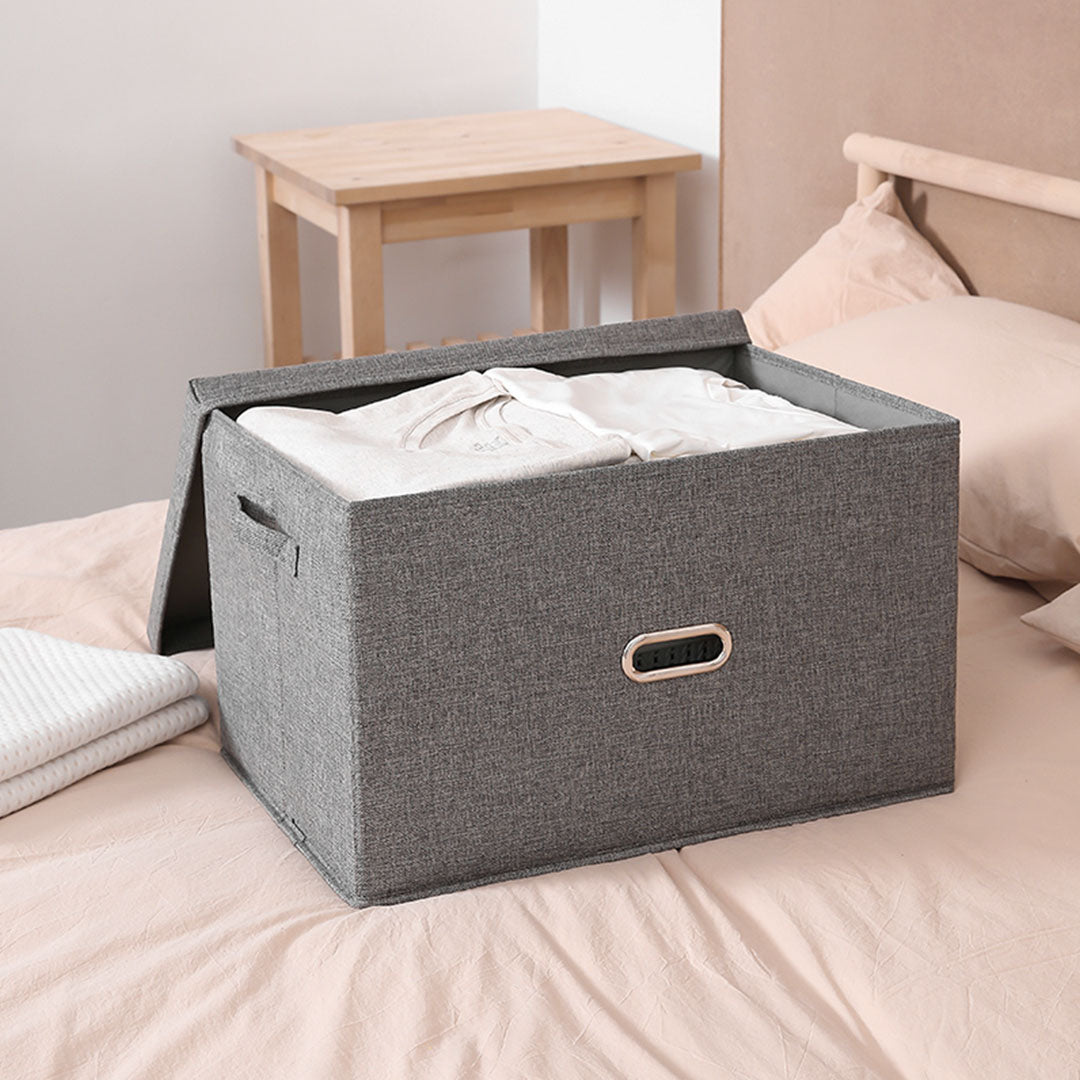 SOGA Grey Small Foldable Canvas Storage Box Cube Clothes Basket Organiser Home Decorative Box • LUZ-SBox001