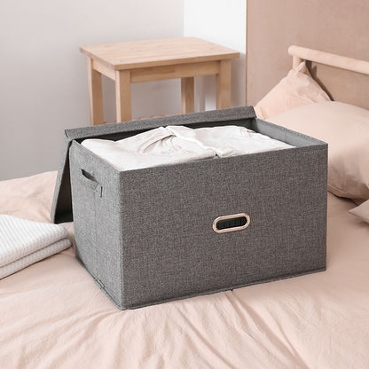 SOGA Grey Small Foldable Canvas Storage Box Cube Clothes Basket Organiser Home Decorative Box • LUZ-SBox001