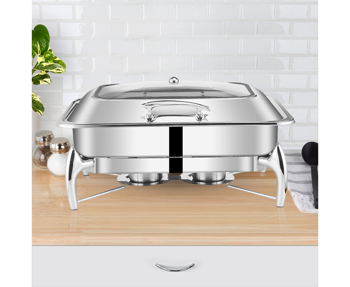 SOGA Stainless Steel Rectangular Chafing Dish Tray Buffet Cater Food Warmer Chafer with Top Lid • LUZ-ChafingDish2103