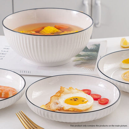 SOGA White Japanese Style Ceramic Dinnerware Crockery Soup Bowl Plate Server Kitchen Home Decor Set of 5 • LUZ-BowlG002