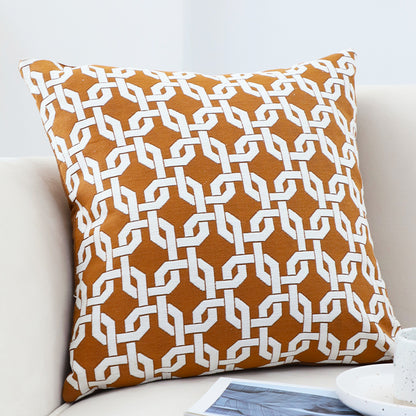 SOGA 50cm Brown Checkered Chain Jacquard Square Pillow Decorative Cushion for Home Decor • LUZ-FrenchCushion334