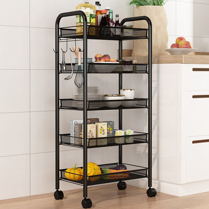 SOGA 5 Tier Steel Black Bee Mesh Kitchen Cart Multi-Functional Shelves Portable Storage Organizer with Wheels • LUZ-KitchenXY038